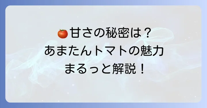 あまたんトマトとは？甘くて美味しいミニトマトの魅力