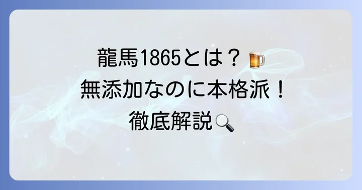 龍馬1865とは？無添加ノンアルコールビールの基本情報