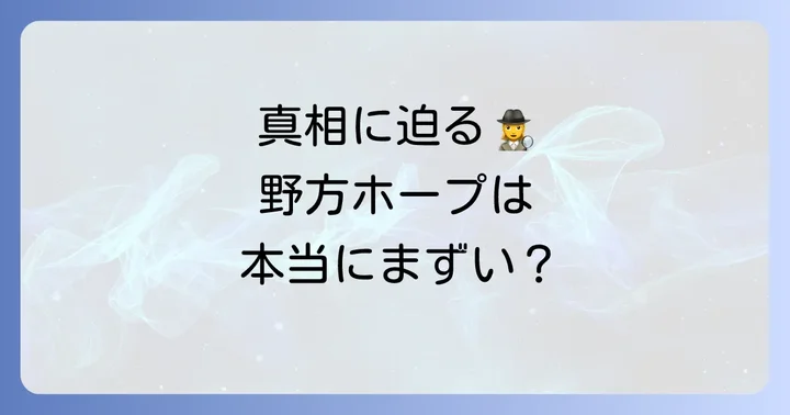 野方ホープのラーメンは本当に「まずい」のか？実際の評判を深掘り