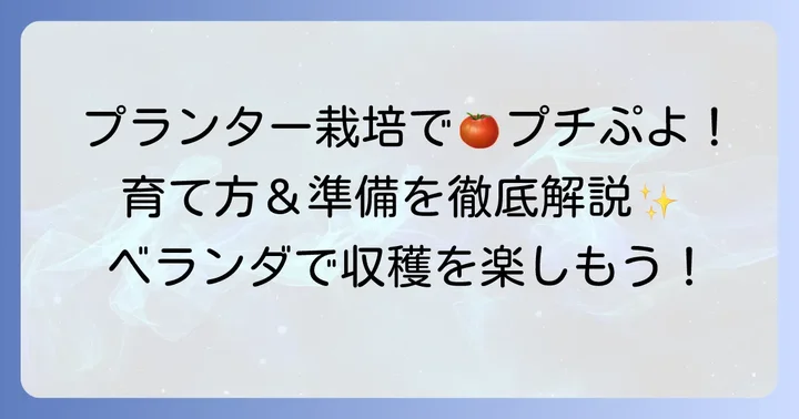 プチぷよ育て方プランター栽培の魅力と始める前の準備