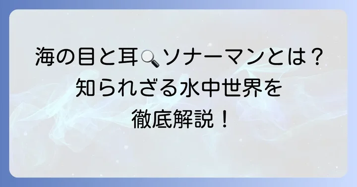ソナーマンとは？水中の世界を読み解く専門家