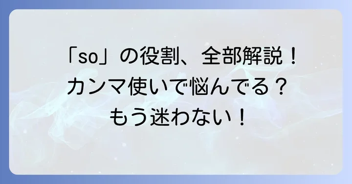 「so」の基本的な役割と種類を理解しよう