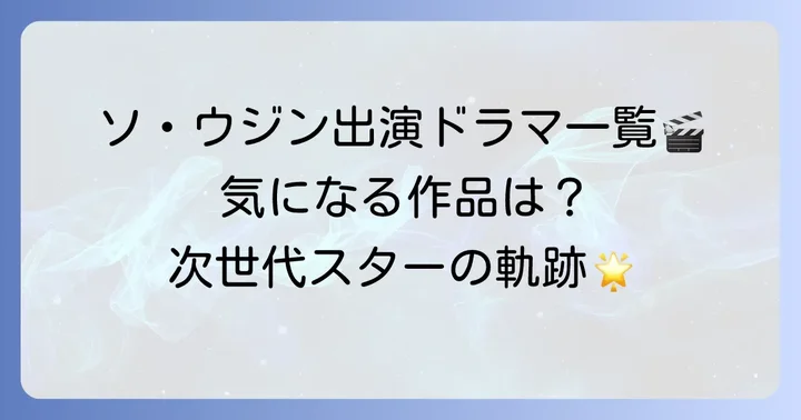 ソウジンの主な出演ドラマ一覧