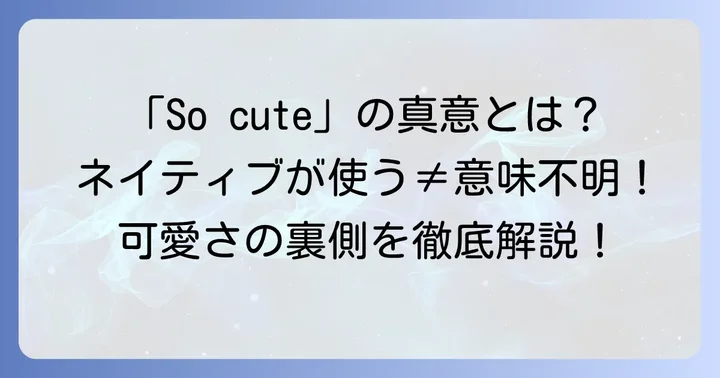 SoCuteスラングの基本的な意味とネイティブの感覚