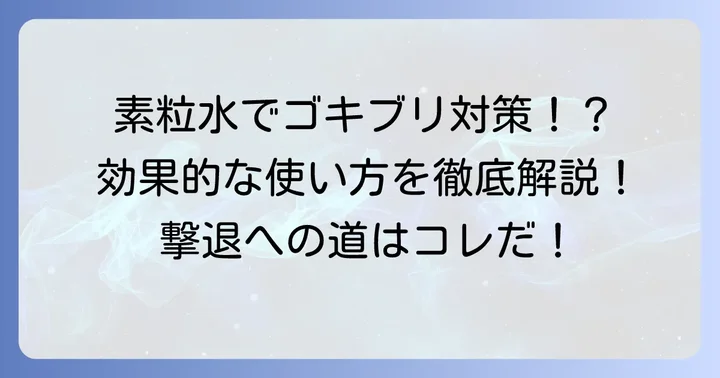 素粒水を使ったゴキブリ対策の具体的な実践方法