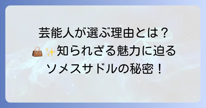 芸能人がソメスサドルを選ぶ理由を深掘り