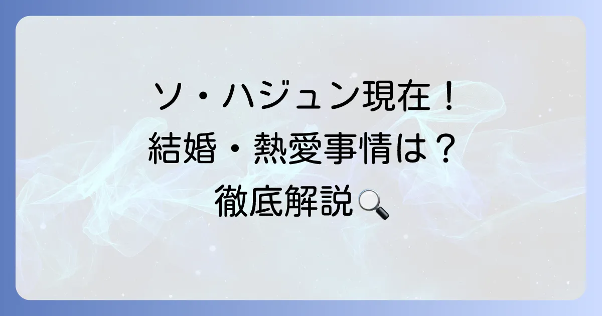 ソ・ハジュン、現在の活動は？最新ドラマから結婚・熱愛、過去の騒動まで徹底解説