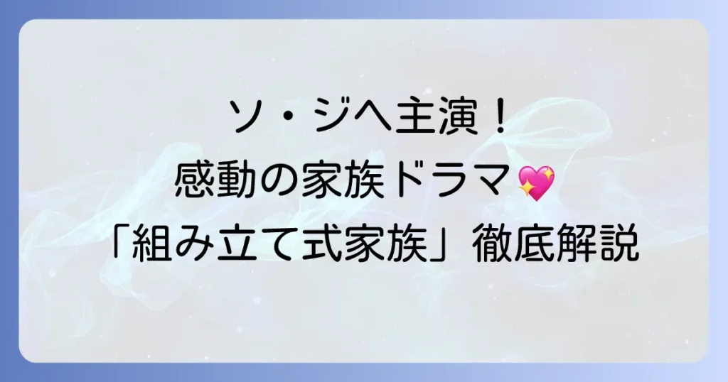 ソ・ジヘ主演！韓国ドラマ「組み立て式家族」を徹底解説！キャストやあらすじ、日本での視聴方法まで