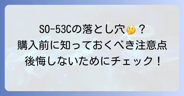 SO-53Cの気になる点と注意すべきこと