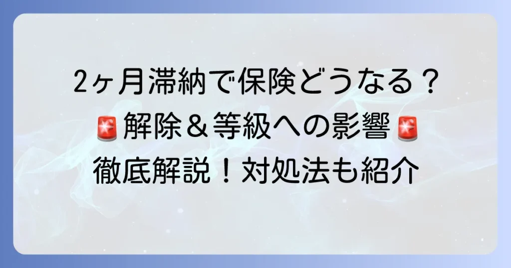 損保ジャパンの自動車保険を2ヶ月滞納したらどうなる？対処法と等級への影響を徹底解説