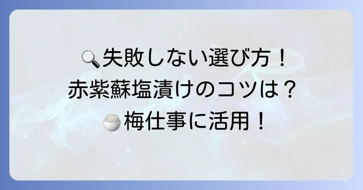 失敗しない！市販の赤紫蘇塩漬け選びのコツ