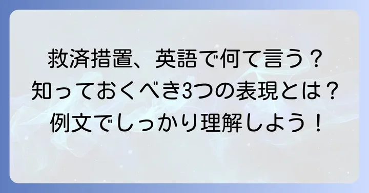 「救済措置」の英語表現、主要な3つの言葉とその違い