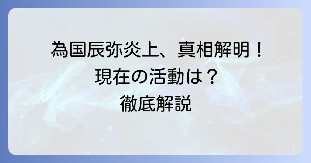 為国辰弥氏の炎上騒動の真相を徹底解説！元巨人投手の現在と騒動の全貌