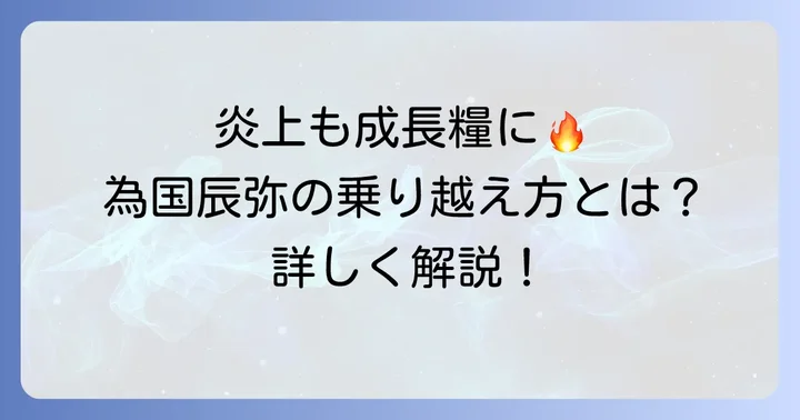 為国辰弥の「炎上」とそれを乗り越える姿勢