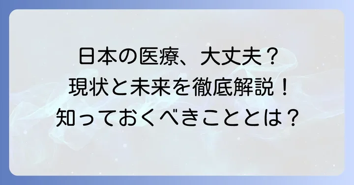日本の医療体制の現状と今後の展望