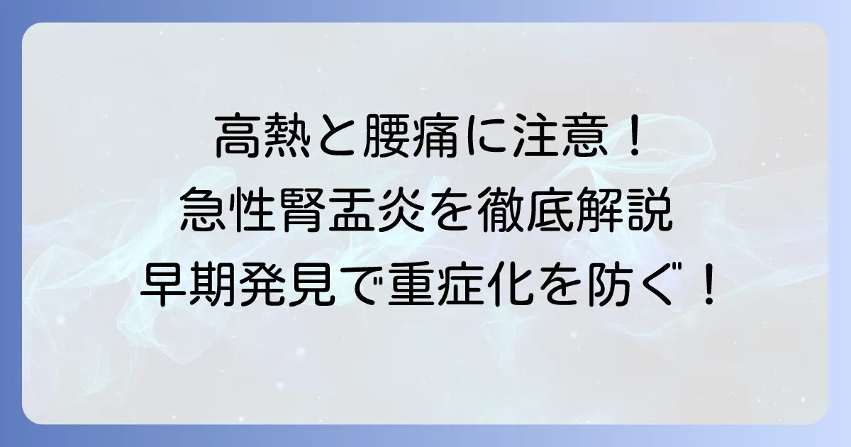 急性腎盂炎とは？症状から原因、治療、予防までを徹底解説