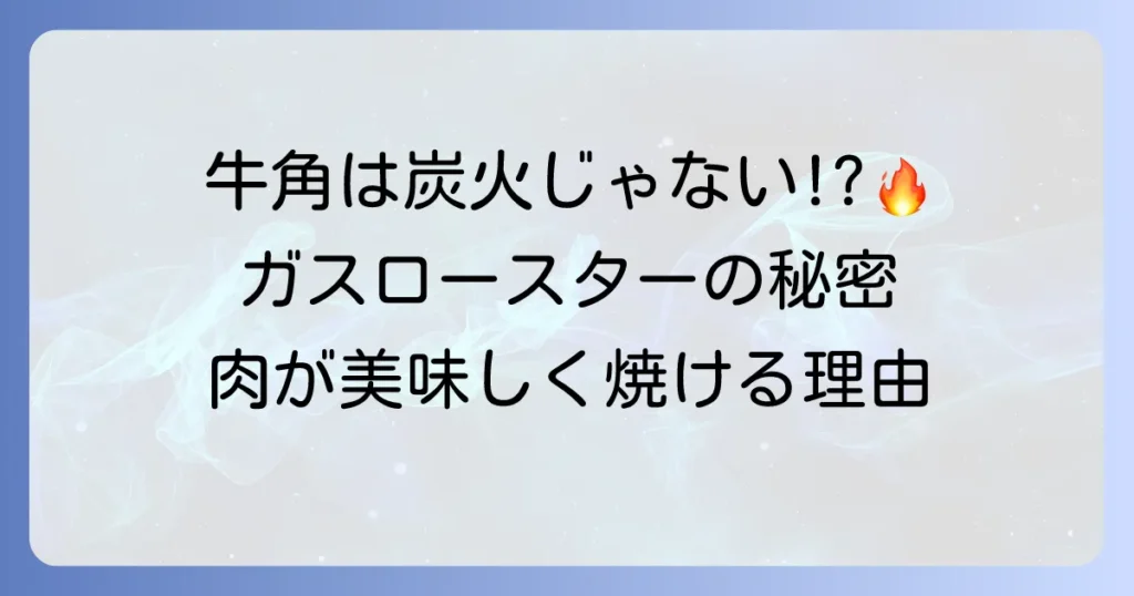 牛角は炭火じゃないって本当？ガスロースターの魅力と肉が美味しく焼ける理由