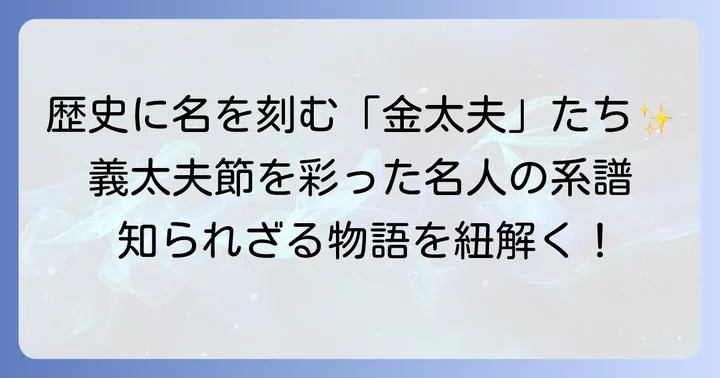 歴史に名を刻む「金太夫」たち