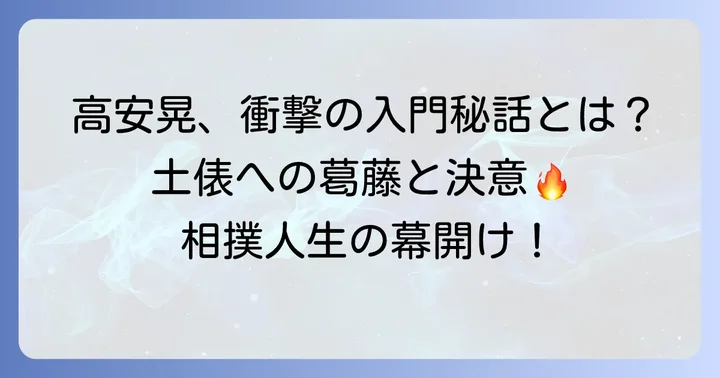 高安晃の基本情報と相撲人生の始まり