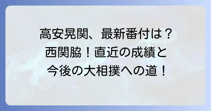 高安晃関の現在の番付と最新情報