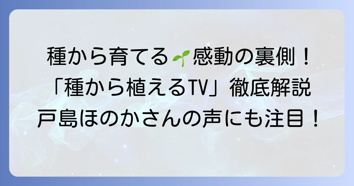 『種から植えるTV』ナレーションから学ぶ！成功する種まきの徹底解説