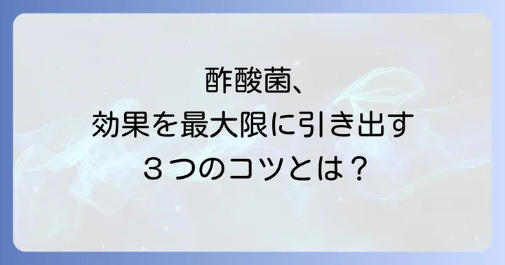 酢酸菌を効果的に摂取するコツ