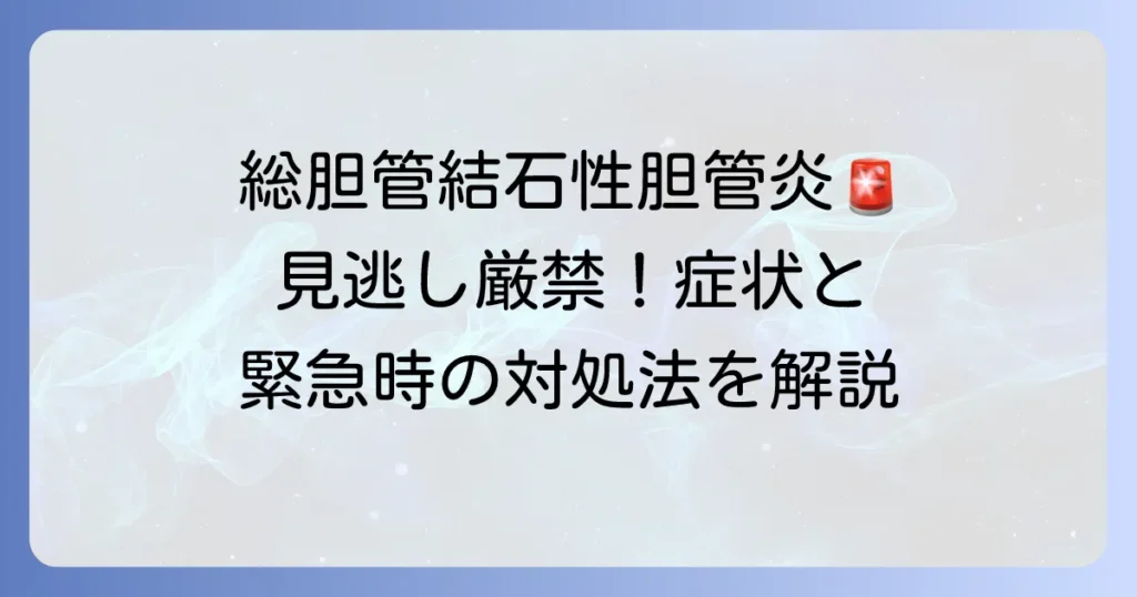 総胆管結石性胆管炎の症状を徹底解説！見逃せないサインと緊急時の対処法