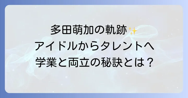 多田萌加さんの学歴と芸能活動の歩み