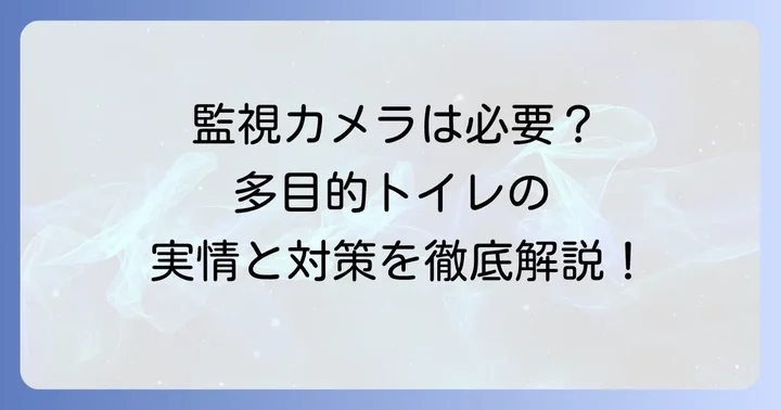 多目的トイレに監視カメラが求められる背景と主な理由