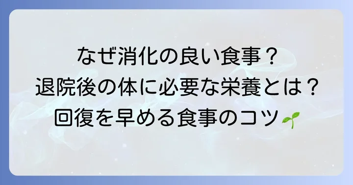 退院後の食事の基本原則：なぜ消化の良い食べ物が大切なの？
