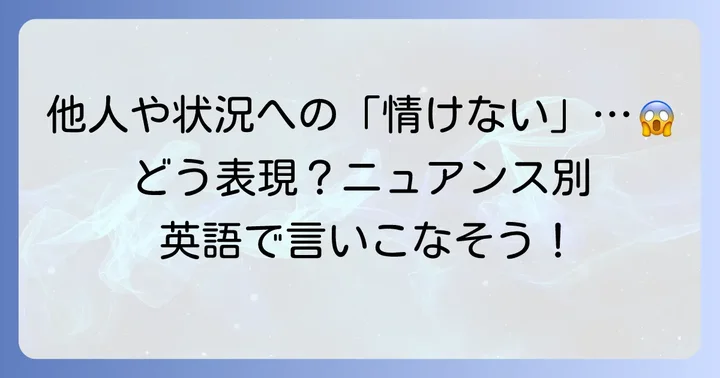 他人や状況に対して「情けない」と感じる時の英語表現
