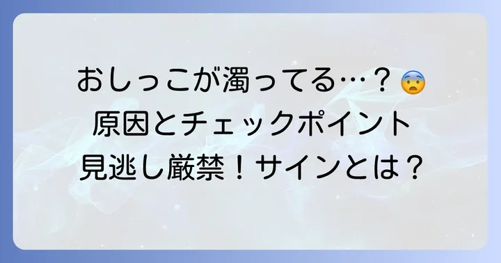 濁ったおしっこが示すサインとは？主な原因を解説