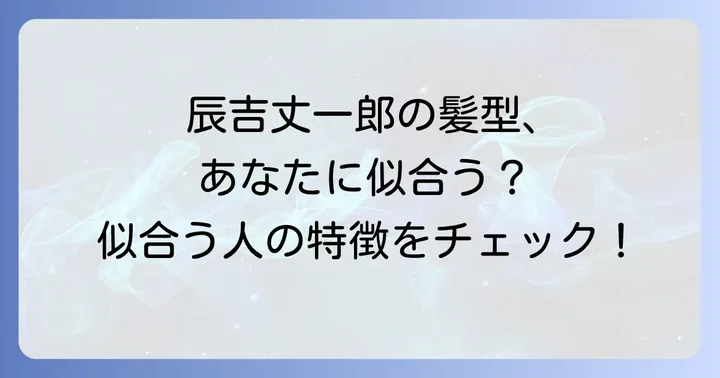 辰吉丈一郎の髪型が似合う人の特徴