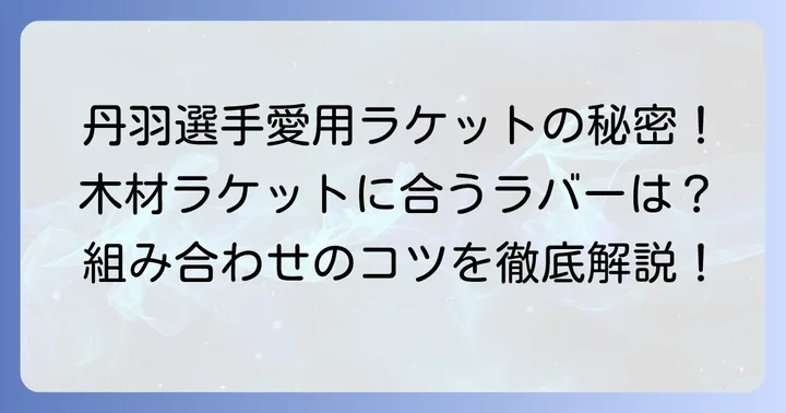 丹羽孝希選手が過去に使用した木材ラケットと相性の良いラバー