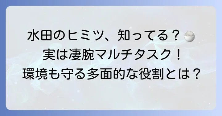 「水田」の基礎知識と多面的な役割