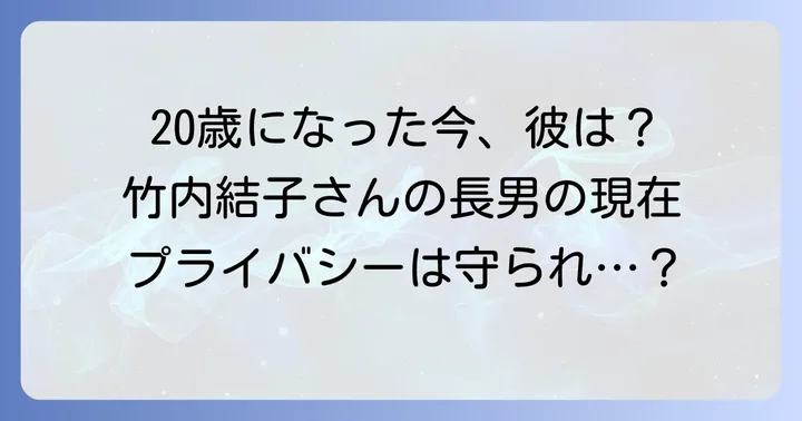 竹内結子さんの長男、現在の状況とプライバシーへの配慮