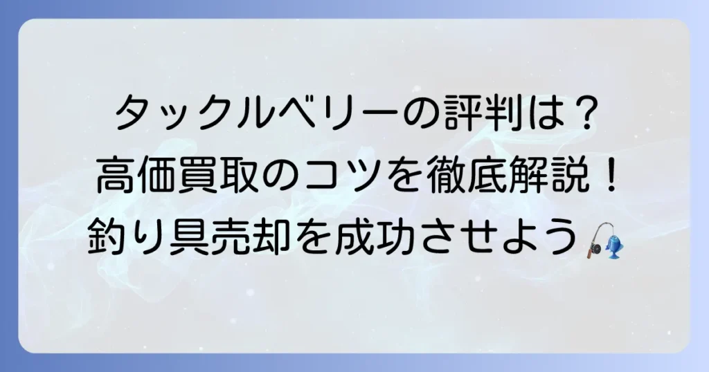 釣具買取タックルベリーの評判は？高価買取のコツと利用者の声から徹底解説