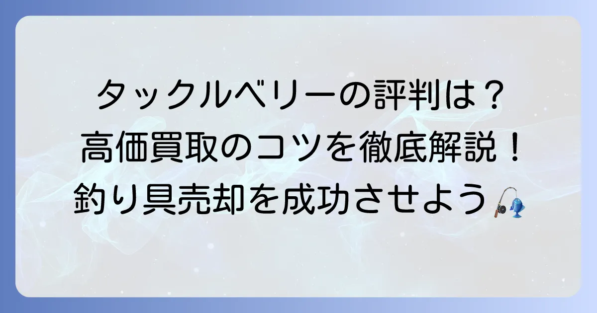 釣具買取タックルベリーの評判は？高価買取のコツと利用者の声から徹底解説