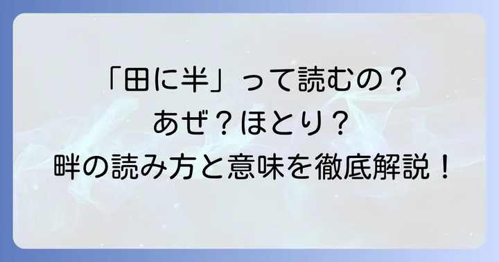 「田に半」と書く漢字「畔」の基本的な読み方