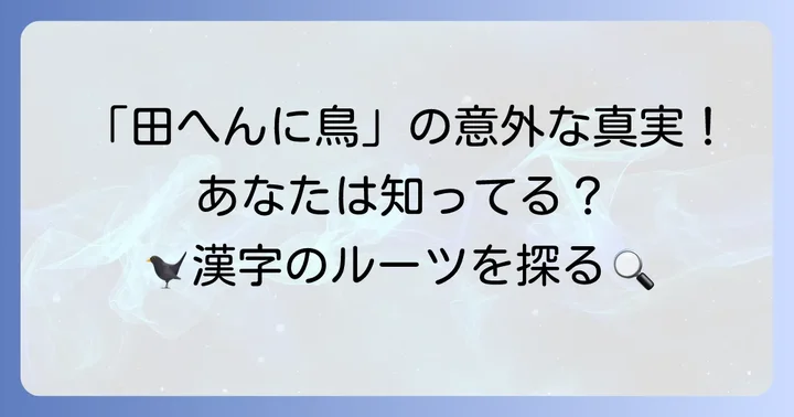 「田へんに鳥」と文字通り書く漢字「鴫」とは？