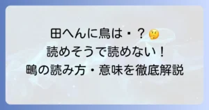 田へんに鳥と書く漢字「鴫」の読み方と意味を徹底解説！