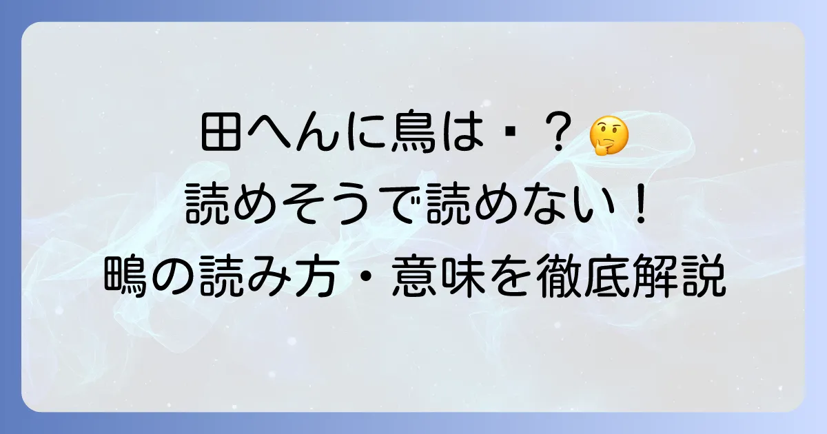 田へんに鳥と書く漢字「鴫」の読み方と意味を徹底解説！