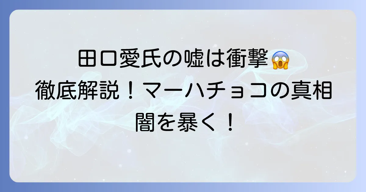 田口愛氏の「嘘」の真相を徹底解説!マーハチョコレートの疑惑と経緯