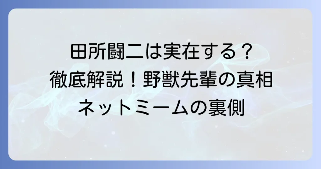 田所闘二は実在する？「真夏の夜の淫夢」と野獣先輩の真相