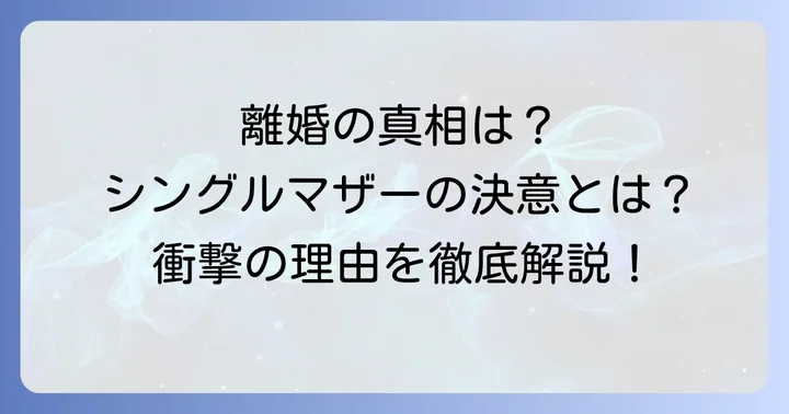 離婚に至った理由とシングルマザーとしての決意