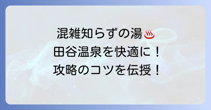 快適に田谷温泉を楽しむための具体的なコツ