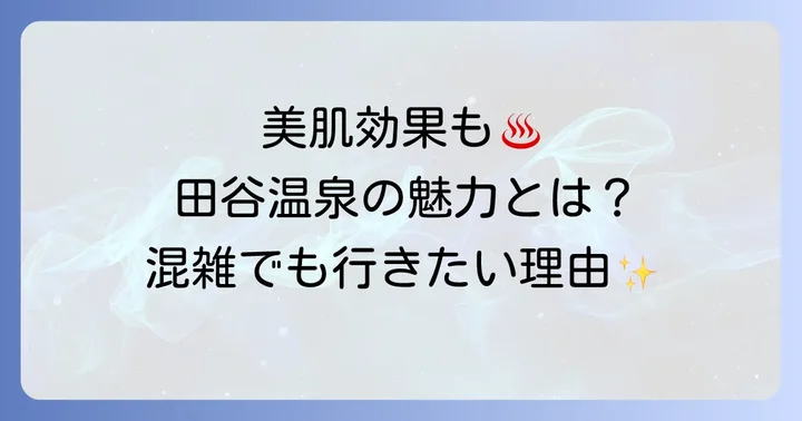 田谷温泉の魅力とは？混雑しても訪れたい理由