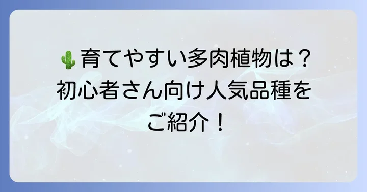 初心者におすすめの育てやすい多肉植物