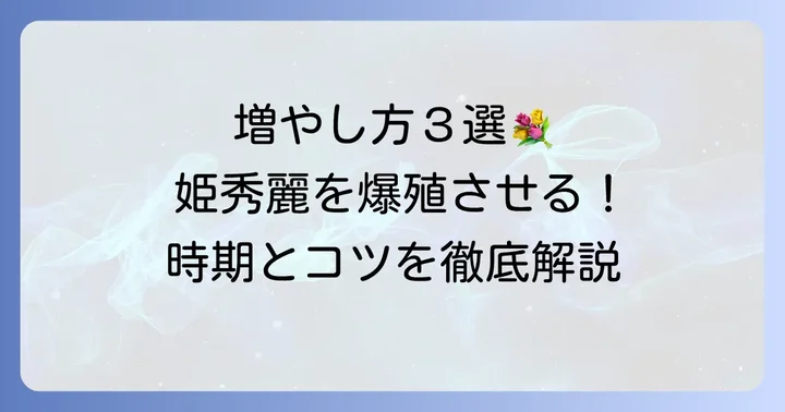 姫秀麗を増やす3つの方法と最適な時期