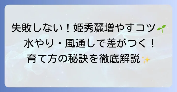 姫秀麗を増やす際の失敗しないためのコツ